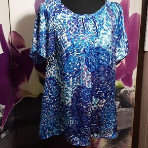 8 for $20 Elements XL Dressy Blue Short Sleeve Top